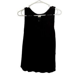 H&M black sleeveless lace tank top summer casual style nylon rayon cotton classi